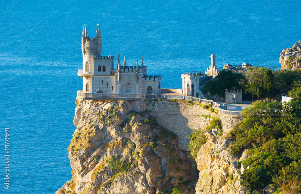 Swallow's Nest castle on the rock over the Black Sea. Gaspra. Crimea