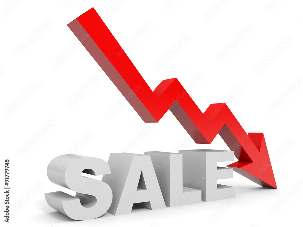 Graph down sale arrow.