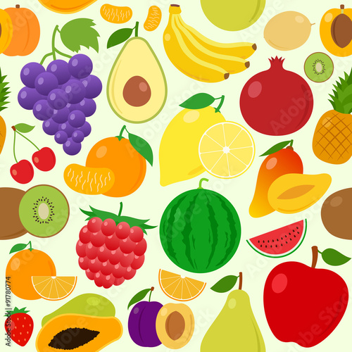 Fototapeta Naklejka Na Ścianę i Meble -  Fruits Seamless Pattern