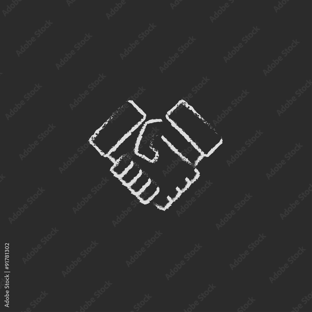 Fototapeta premium Handshake icon drawn in chalk.