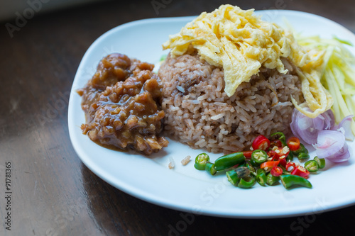 Rice Mixed with Shrimp paste, Thai food