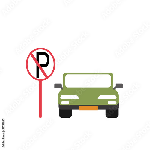 parking prohibited illustration over white color background
