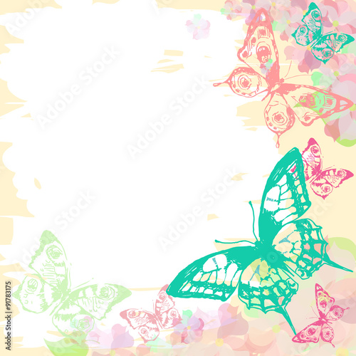 Naklejka piękny fiołek lato motyl