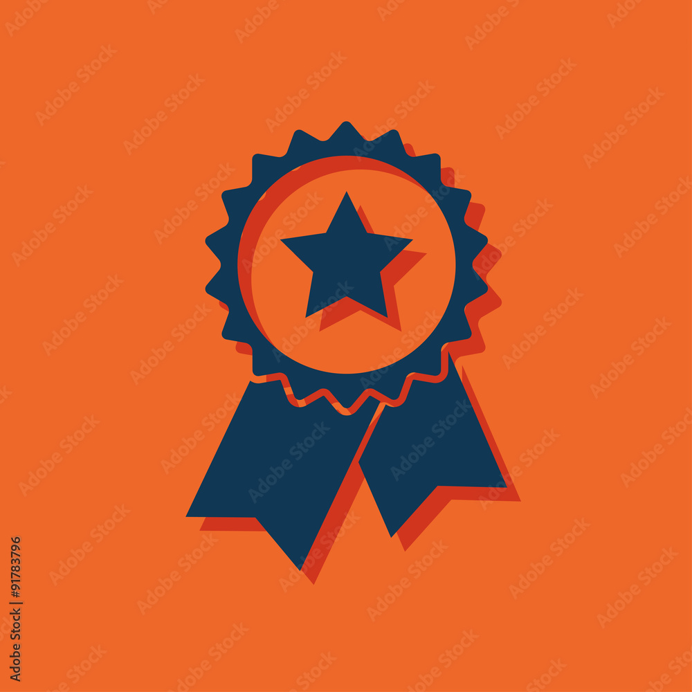 Badge with ribbons and stars icon Badge with ribbons and stars icon