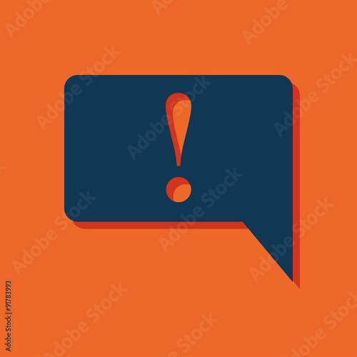 Icon of speech bubble with exclamation mark, vector illustration