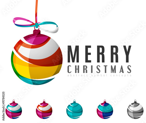 Set of abstract Christmas ball icons, business logo concepts