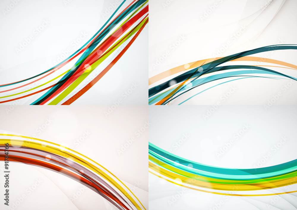 Set of abstract backgrounds. Curve wave lines with light and Set of abstract backgrounds. Curve wave lines with light and