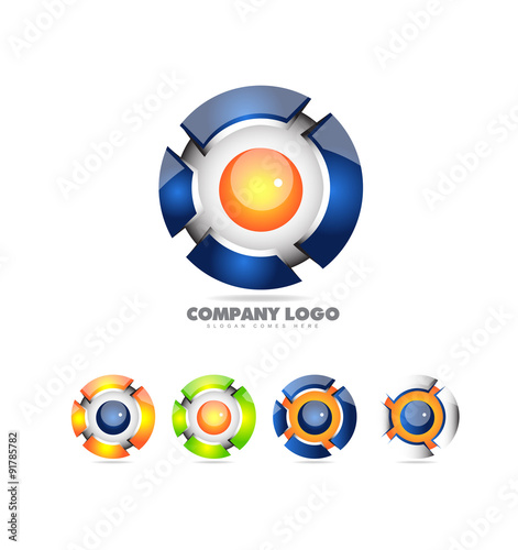 Sphere logo set 3d icon