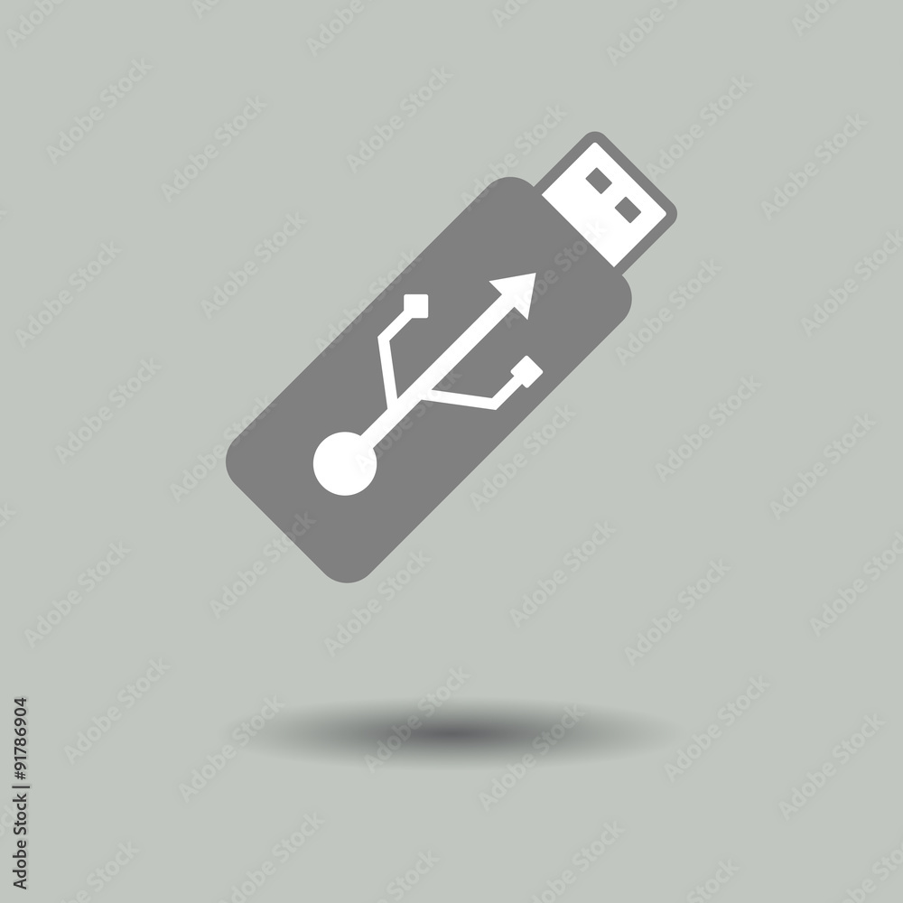 Pendrive icon in modern style with shadow and gray background. Symbol of portable data and save. Pendrive icon in modern style with shadow and gray background. Symbol of portable data and save.