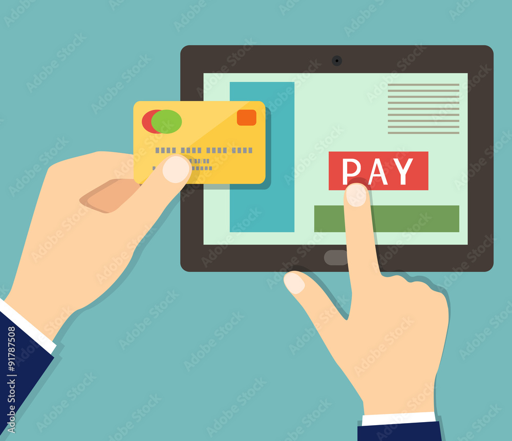 flat credit card mobile payment hand. vector illustration flat credit card mobile payment hand. vector illustration