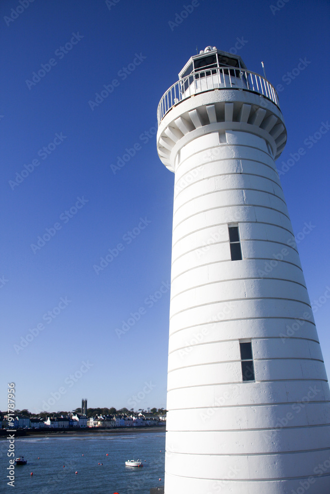 Close-up of Donaghadee Lighthouse, County Down, Northern Ireland