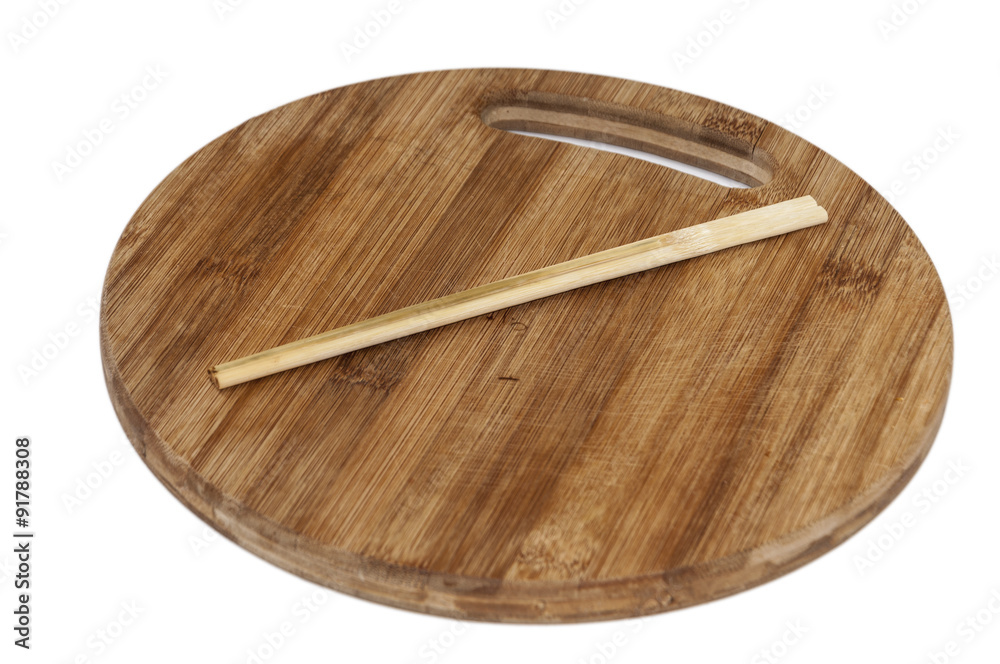 Chinese chopsticks on the kitchen cutting board