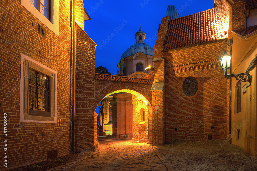 Naklejka premium Wrocław wieczór na Ostrowie Tumskim