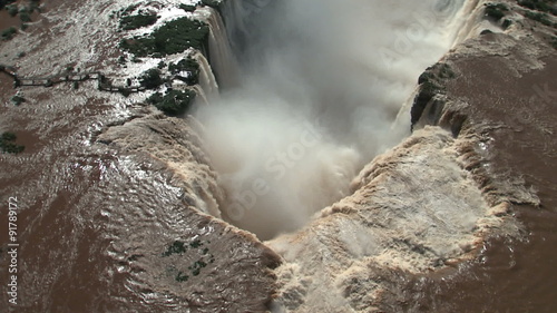 Iguazu Falls Aerial circling over top of the 