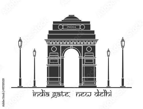 An illustration of India Gate in New Delhi, India