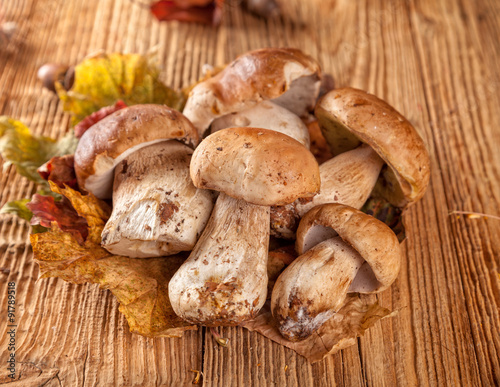 Mushroom served on wooden planks