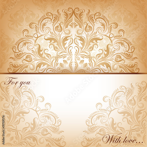 Vector invitation card with filigree elements