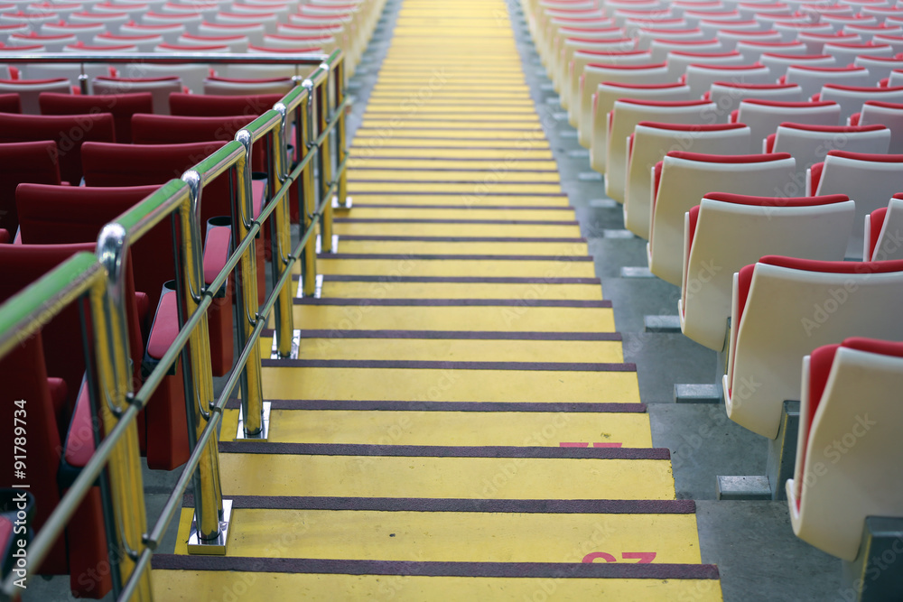 Obraz premium Steps between the stands at the stadium