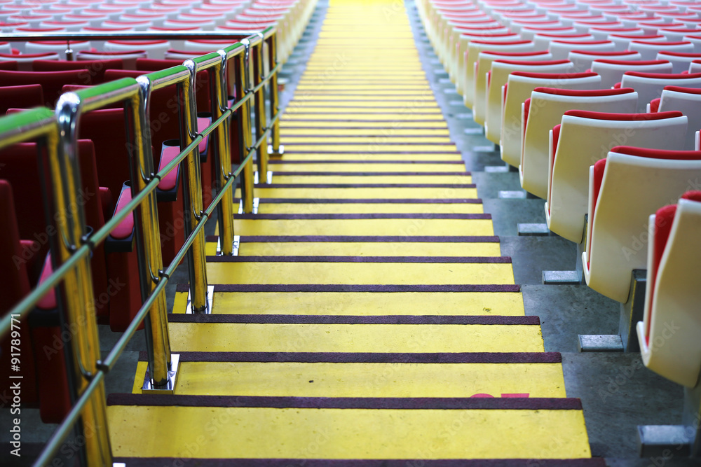 Obraz premium Steps between the stands at the stadium