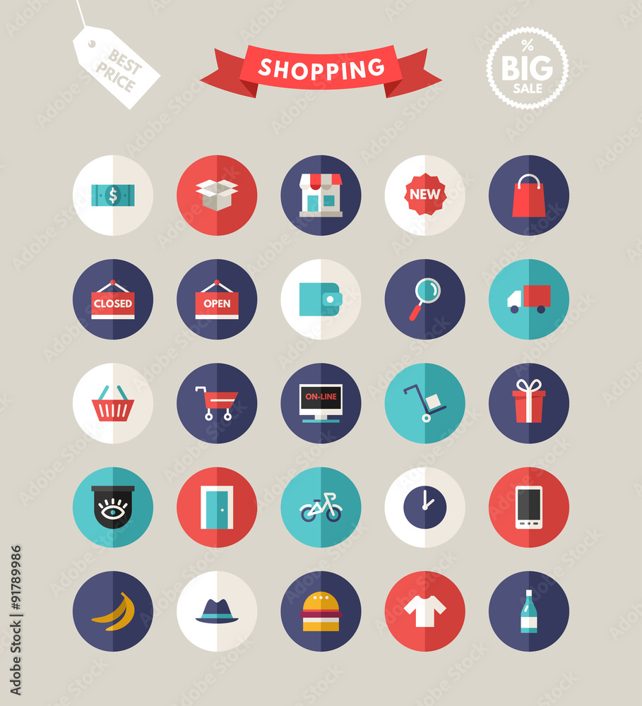 Set of Flat Design Business and Shopping Icons. Vector Illustration Set of Flat Design Business and Shopping Icons. Vector Illustration