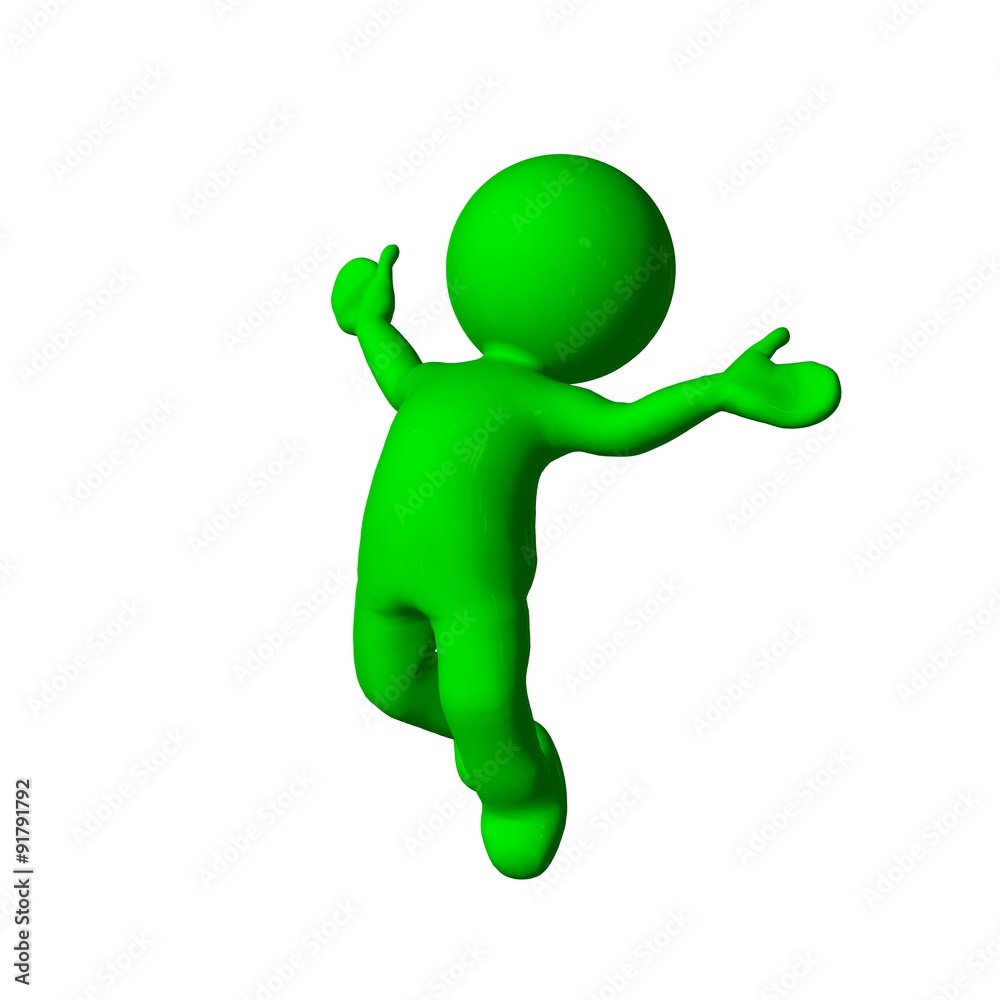 green 3D People - jump 2 - isolated on white background green 3D People - jump 2 - isolated on white background