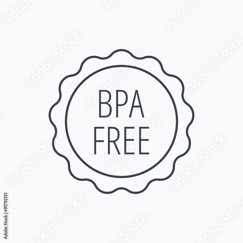 BPA free icon. Bisphenol plastic sign.