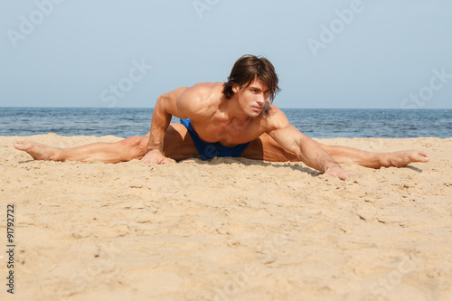 Man during workout on the beach