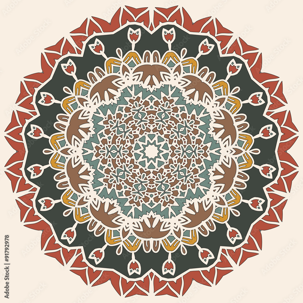 Oriental mandala motif round lase pattern background, like