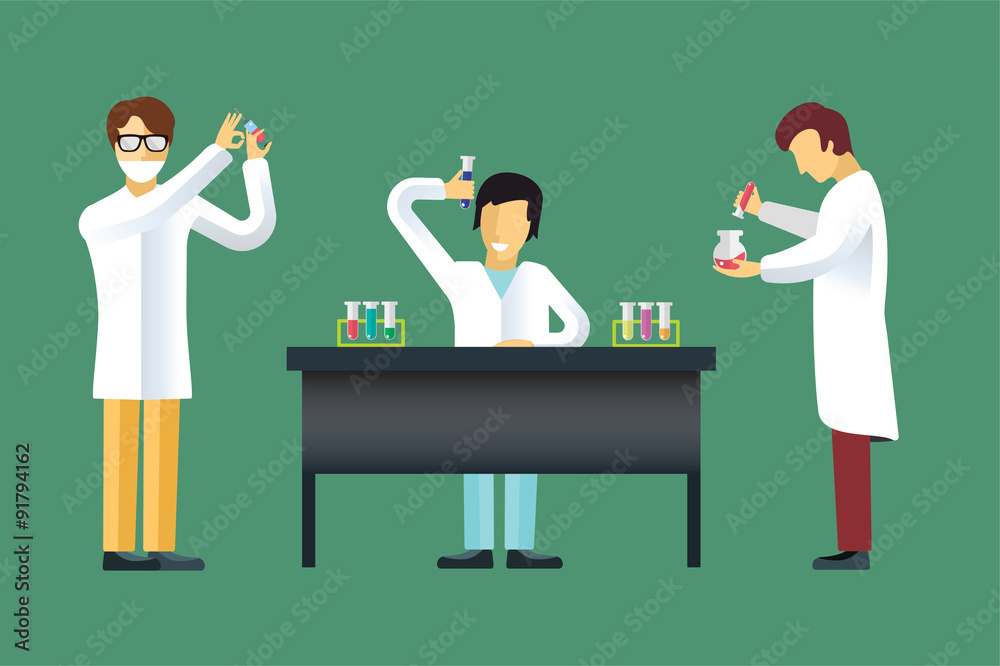Science laboratory vector people set Science laboratory vector people set