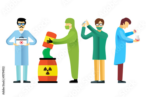 Science laboratory vector people set