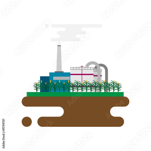 Vector concept of biofuels refinery plant for processing natural