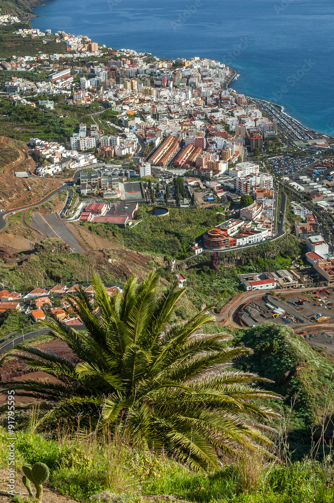 View of the capital Santa Cruz from Mirador de la Concepcion, La Palma, Canary Islands, Spain