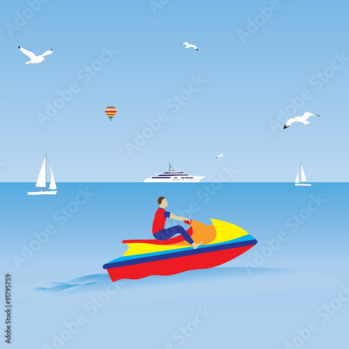 Man on a jet ski.