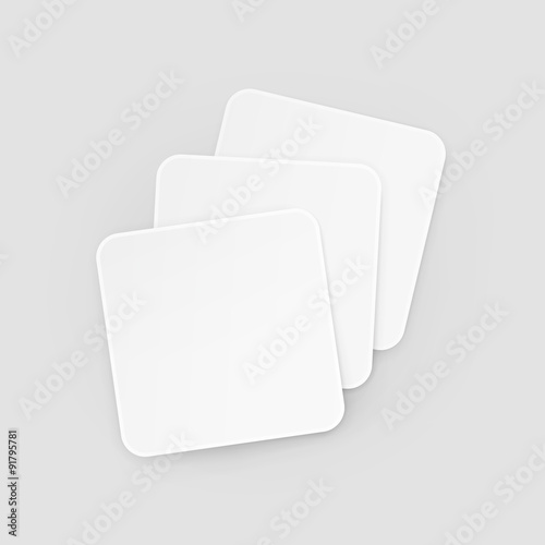 White Square Blank Beer Coasters Vector Isolated