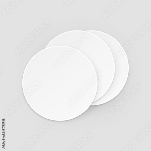 White Round Blank Beer Coasters Vector Isolated