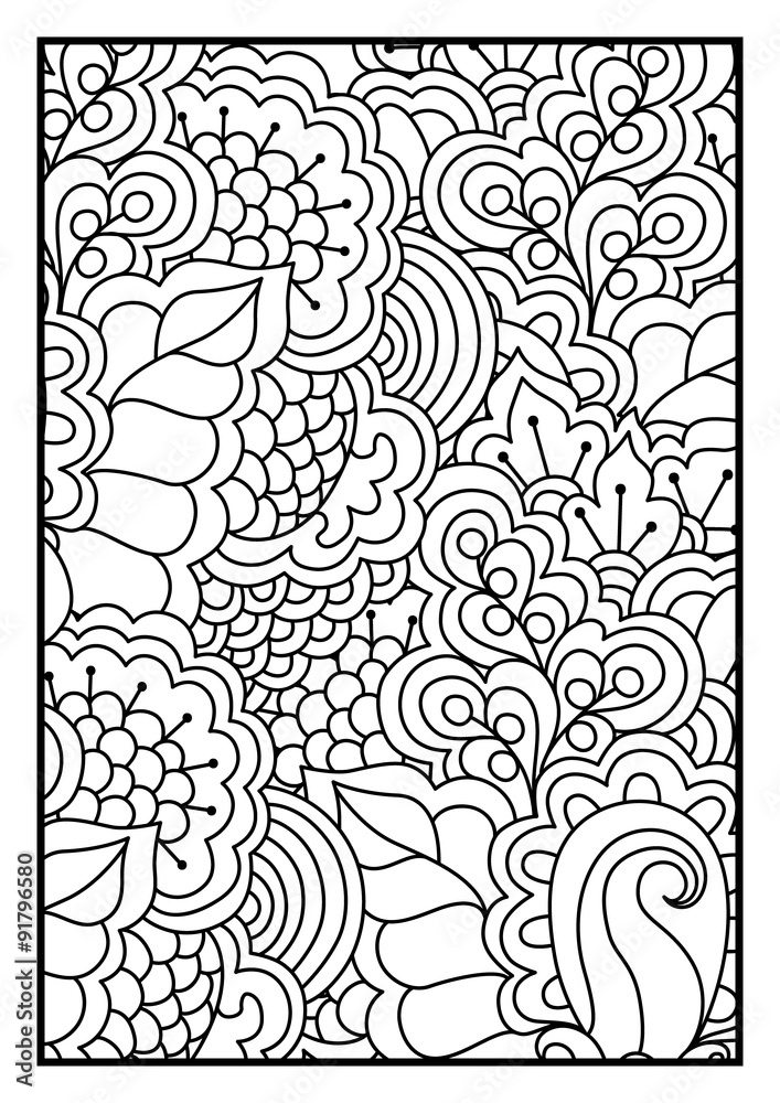 Floral pattern for coloring book. 