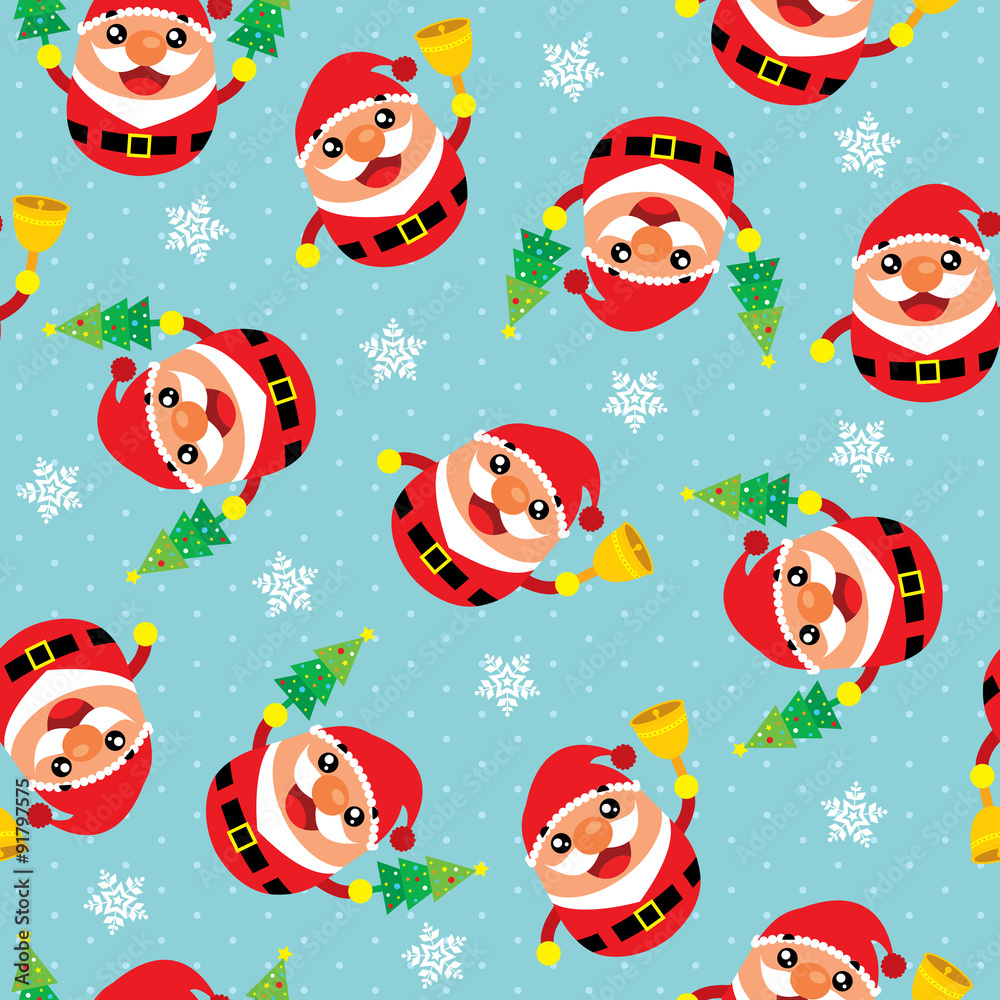 Fototapeta premium Christmas Seamless Santa Claus