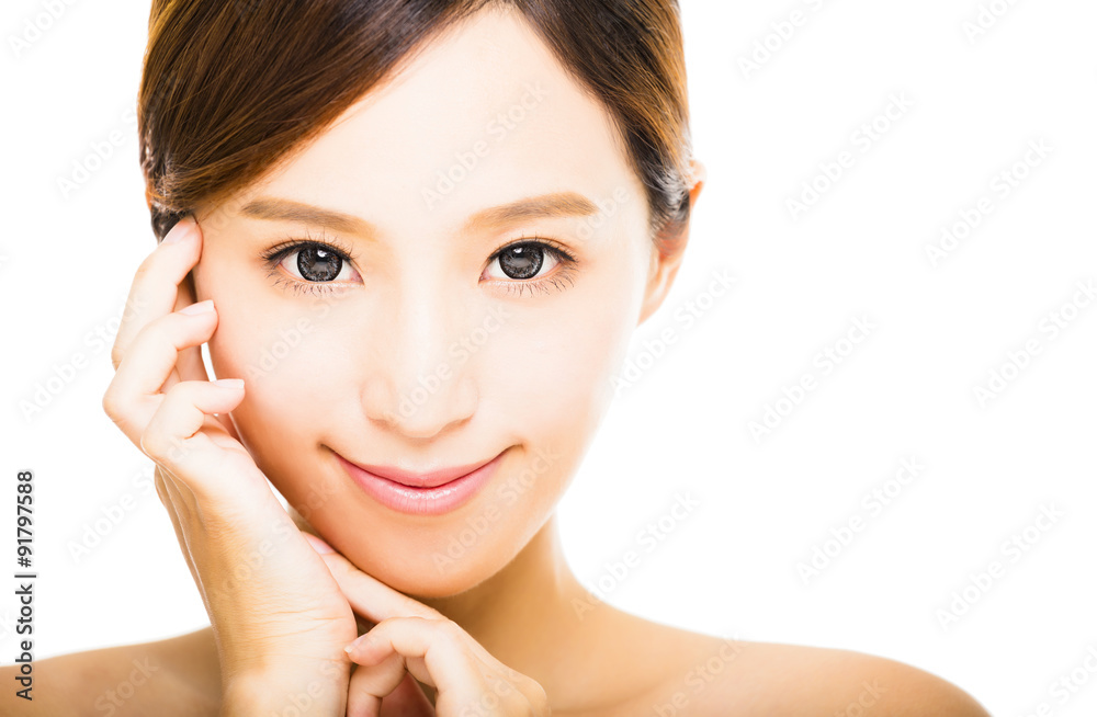beautiful young smiling woman with clean face beautiful young smiling woman with clean face