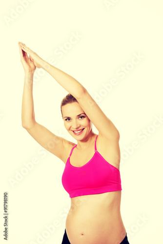 Pregnant woman relax doing yoga