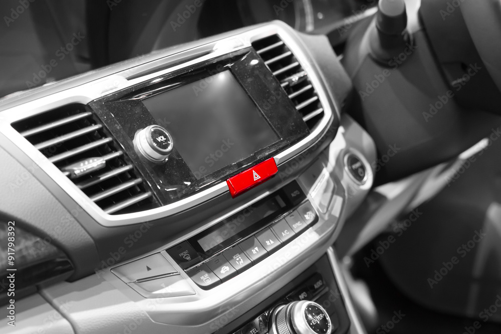 Emergency lights button in modern car