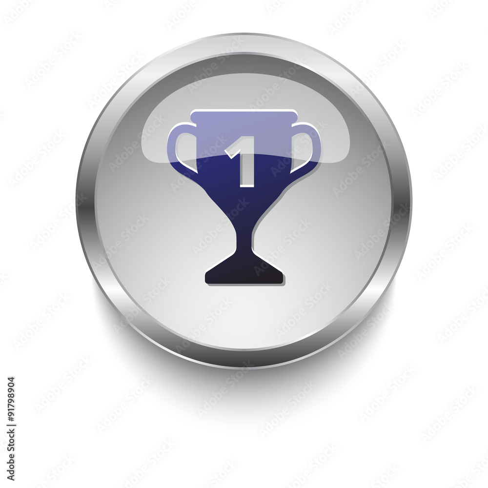 Trophy dark blue vector icon on a glossy glass button with chrom Trophy dark blue vector icon on a glossy glass button with chrom