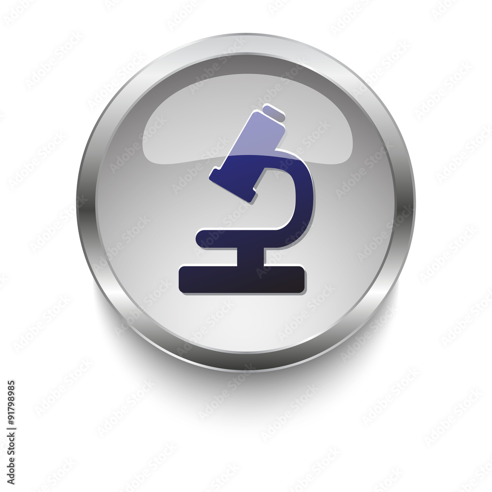Microscope dark blue vector icon on a glossy glass button with c Microscope dark blue vector icon on a glossy glass button with c