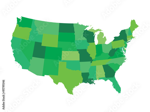 green map of United States