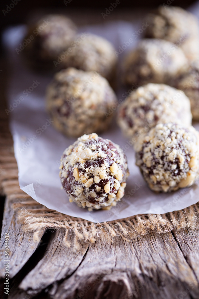 Chocolate truffles with peanut butter Chocolate truffles with peanut butter