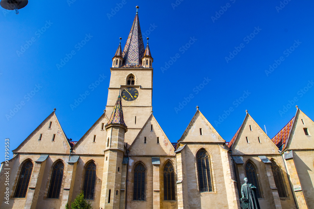 Evangelical Cathedral in the center of Sibiu, city designated the European Capital of Culture for the year 2007. Sibiu, Romania on 09 September 2015