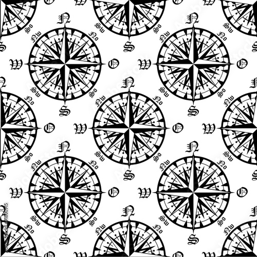 Vintage compass roses seamless pattern