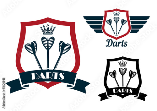 Darts emblems with arrows on shields