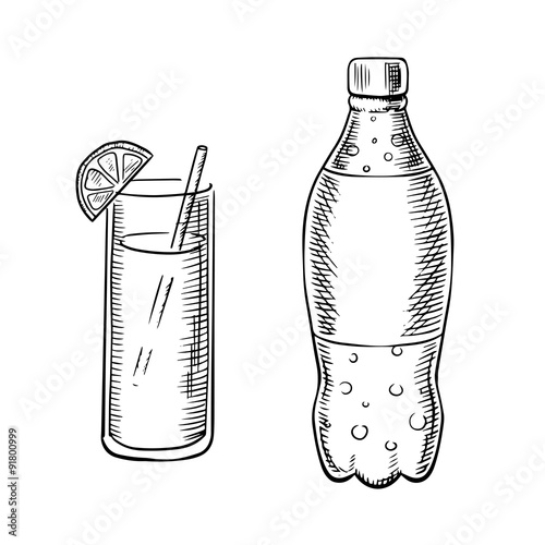 Bottle of soda with cocktail