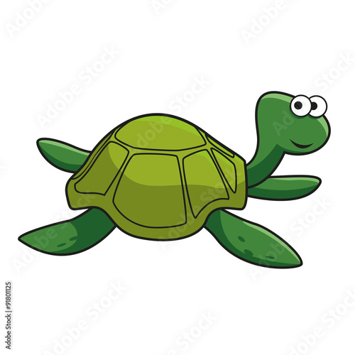 Cartoon smiling green turtle character