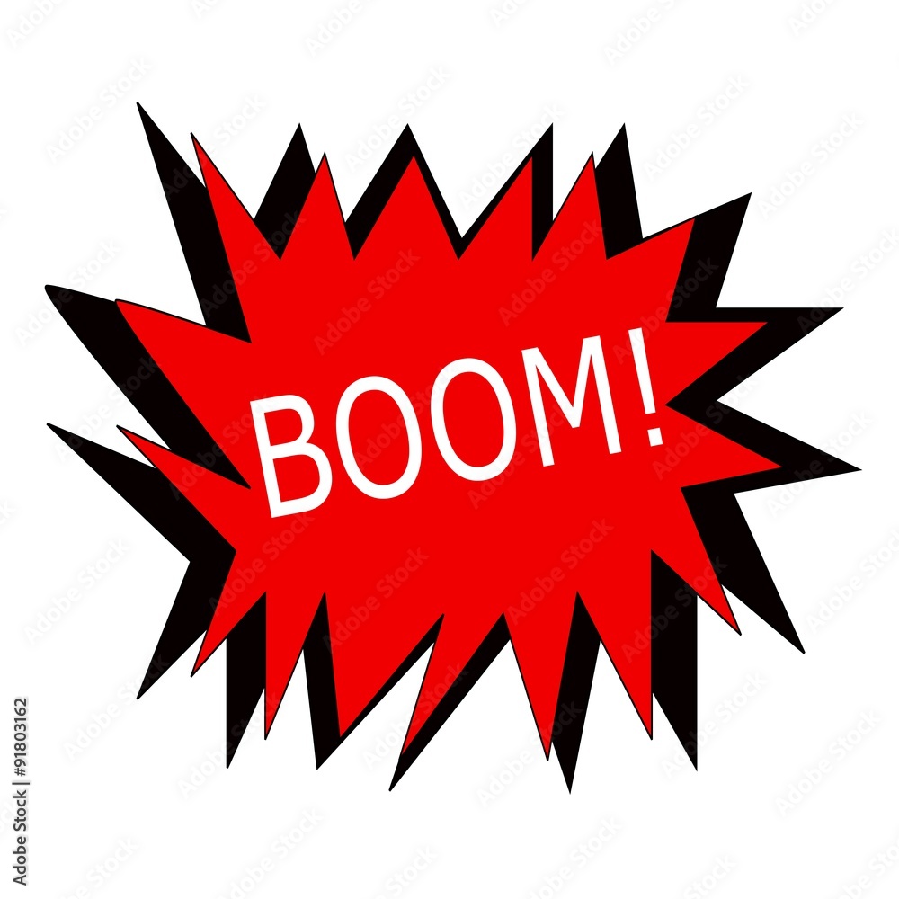Boom white stamp text on red Speech Bubble Boom white stamp text on red Speech Bubble